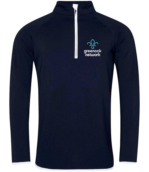 Greenock Network Navy Cool Half Zip Sweat Top