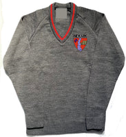 Newark Primary Grey/Red Tipped Knitted V-neck