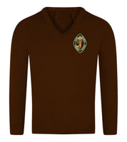 St Francis Primary Brown Knitted V-Neck Jumper