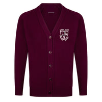 Lady Alice Primary Maroon Knitted Cardigan